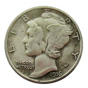 Koin Dekoratif Replika Mercury Dime 1916D Grosir Kustom AS, Terbuat dari 90% Perak, 10 Sen - Product Image 1