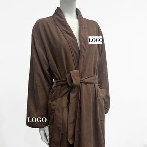 Fabrik Großhandel benutzer definierte personal isierte Bademantel Luxus Polyester Pfirsich Haut Bademantel mit gestickten Logo - Product Image 1