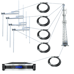 Antenne dipolaire à 4 baies, antenne émettrice FM haute puissance 1000W avec câble d'alimentation 1/2'', répartiteur de puissance - Product Image 1