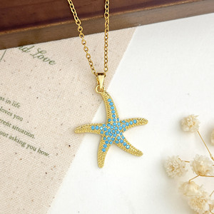 Hot Sale Ocean Style Starfish Scallop <b>Copper</b> 18K Gold Plated Necklace Minimalist Design Women Fashion Jewelry Accessories - Product Image 4