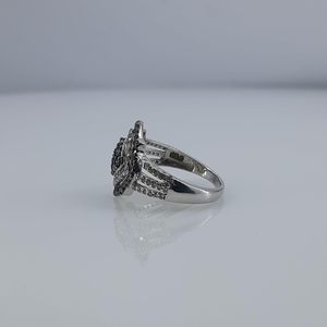 Jewelspaark Diamond Ring 1.02 Cttw Round Cut <b>White</b> And Blue Enhanced Fancy Color 925 Sterling Silver Engagement Women's Jewelry - Product Image 2