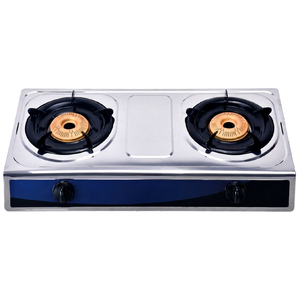 Table de cuisson à gaz 2 brûleurs en acier inoxydable, cuisinière à gaz double pour usage domestique, hôtelier et extérieur, brûleur en fer durable - Product Image 1