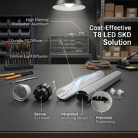 Kit SKD économique, tube LED T8 SKD, dissipation thermique élevée, diffuseur en aluminium durable, diffuseur en PC pour éclairage de plafond