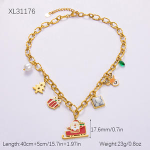 สร้อยคอแฟชั่นชุบทอง 18K หลายชั้น สไตล์คริสต์มาส สำหรับเทศกาลวันหยุด  แบบยุโรป-อเมริกัน  ทำจากสแตนเลส - Product Image 4