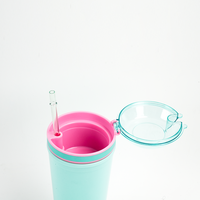 Gobelet isotherme 2-en-1 en plastique AS sans BPA de 20 oz avec couvercle et compartiment à collation, tasse à boire pour enfant et paille, idéal comme cadeau