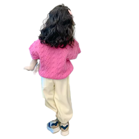 Personnalisable hiver nouveau Design col rond filles chandails mignon tricoté enfants bas chandail avec motif coeur rose
