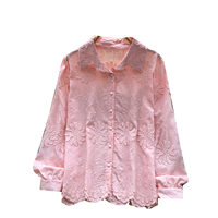Chemise à manches longues brodée de fleurs 3D pour femmes, élégante blouse ample boutonnée pour le printemps, les trajets quotidiens et le quotidien