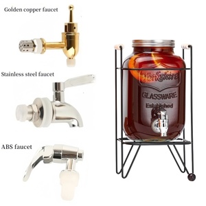 Distributeur de boissons en verre transparent 3L 4L 5L 8L <span class=keywords><strong>10L</strong></span> avec robinet, système de versement, écologique, style américain, pour cuisine - Product Image 6