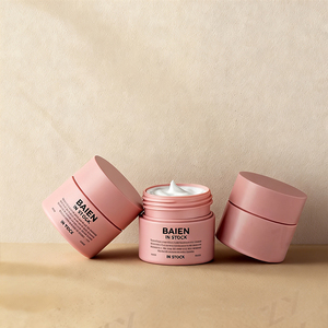 Pot cosmétique en plastique PET PETG blanc beige 50ml 100ml 200ml 300ml à surface douce au toucher pour lotions, soins de la peau, crèmes et gommages avec bouchon à vis - Product Image 2