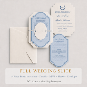 Invitation de <span class=keywords><strong>mariage</strong></span> de luxe bleu poussière, carte rectangulaire moderne en carton de coton 600 g/m² avec estampage à chaud doré, impression typographique écologique - Product Image 1