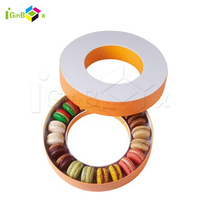 Boîte à macarons ronde faite à la main Boîte en carton rigide Boîtes à chocolat macaron sucré avec inserts de qualité alimentaire