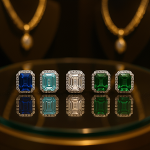 Orecchini a Perno Rettangolari Zing E669 con Zirconi, Montatura a Castone, Classici per Uso Quotidiano, Unisex, in Lega di Zinco, Gioielli con Cristalli - Product Image 2