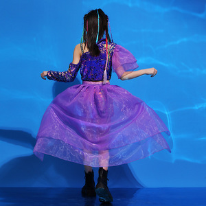 HIPPO KIDS Vêtements Hip Hop Fille 4 ans à adulte Polyester Tenues violettes <span class=keywords><strong>Danse</strong></span> <span class=keywords><strong>Jazz</strong></span> Spectacle Costumes <span class=keywords><strong>de</strong></span> <span class=keywords><strong>danse</strong></span> moderne - Product Image 4