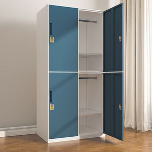 Armoire de rangement pour vêtements en acier bleu à 4 portes, casier métallique - Product Image 1