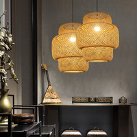 Lampes suspendues en osier faites à la main Rotin Pendentif Interrupteur Contrôle Bambou Tissage Lampe Intérieur Maison Hôtel Restaurant Suspension