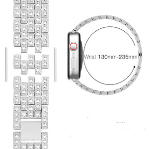 Bracelet de montre connectée BEEFLYPOWER en métal avec 5 perles et diamants pour Apple Watch S11 10 9, bracelet 44mm 42mm 41mm 45mm - Product Image 2