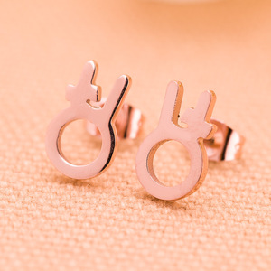Cartoon Bunny <b>Stud</b> <b>Earrings</b> Rose Gold 304 Stainless Steel For Women Gift - Product Image 1
