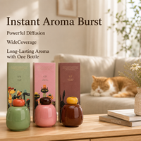 Diffuseur à bâtonnets 220 ml, bouteille en céramique bicolore, col décoratif Sauge & Orange, bâtonnets verts, décoration intérieure, marque privée