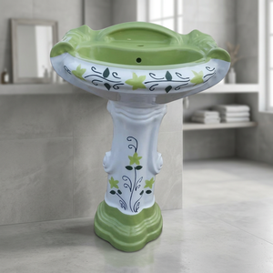 Modern Round Art Ceramic Pedestal Basin with Simple Floor Mounted Design Washbasins Sink Stand - Product Image 1