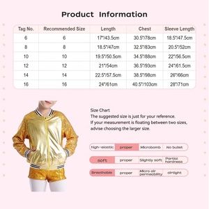 Chaqueta Metálica para Baile de Salón Latino para Niñas de 6 a 16 Años, Ropa Exterior para Hip-Hop, Baile Callejero, Competencia, Fiesta, Ropa de Baile Hip Hop - Product Image 6