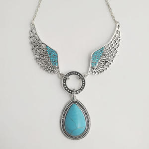 Conjunto de Joyería de Acero Inoxidable Plateado con Piedras Indias Geométricas, Estilo Bohemia Occidental, Collar con Colgante de Turquesa y Pendientes para Mujer - Product Image 3