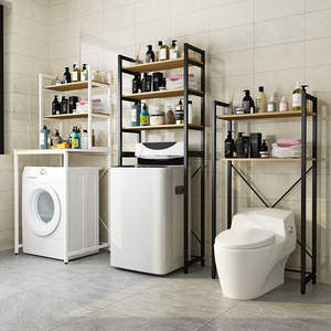 Estante moderno de almacenamiento de metal KINNO para lavadoras para baño, aterrizaje sobre balcón para almacenamiento de inodoro - Product Image 1