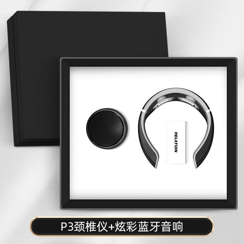 [Ensemble deux pièces noir] Haut-parleur Bluetooth masseur de cou