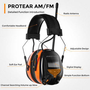 Casque d'écoute radio AM/FM Cache-oreilles à affichage numérique Réduction du bruit Protecteurs auditifs Formation tactique Cache-oreilles BT - Product Image 4