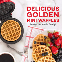 Gaufriers électriques compacts avec boîtiers en plastique rouge pour un nettoyage facile, appareils de cuisson pour le petit-déjeuner et les desserts des enfants
