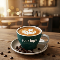 Tasses à café et soucoupes en céramique personnalisées en gros - Ensemble cadeau écologique réutilisable pour le thé, le cappuccino et l'art latte