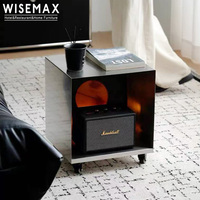 Meubles WISEMAX, meubles de salon modernes haut de gamme, table d'appoint en acier inoxydable avec rangement amovible, armoire d'appoint pour canapé, pour la maison