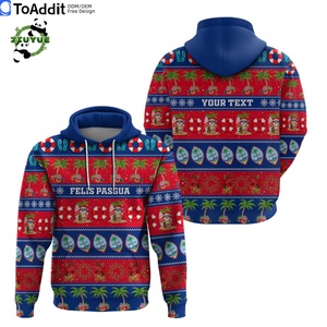 Alta calidad Polynesian Guam logo <span class=keywords><strong>Navidad</strong></span> <span class=keywords><strong>Felis</strong></span> Pasgua Santas invierno cálido suéter hombres chaqueta suelta suéter con capucha para hombres - Product Image 5