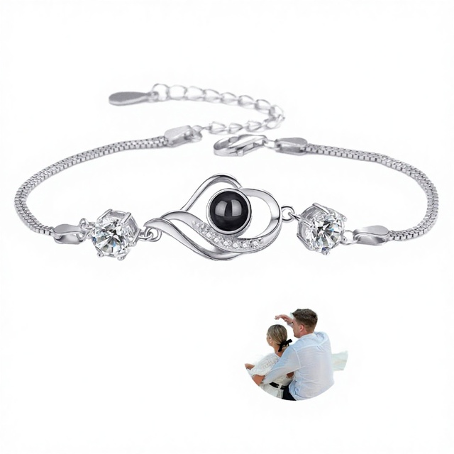 Dropshipping Romantic 100 Languages I Love You Projection Bracelet Heart Diamond Couple Bracelet Lover Surprise Gift