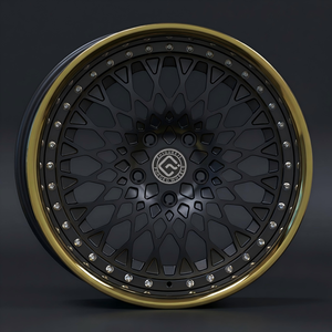 Jantes modulaires de luxe en alliage d'aluminium forgé <span class=keywords><strong>2</strong></span> pièces, 18-22 pouces, noires avec bordure dorée, multi-rayons, marque ZhiGu, garantie 5 ans - Product Image 1