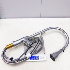 Stainless Steel Electroplated Pull Out Kitchen Faucet Single Handle Deck <b>Mounted</b> Modern Brass Valve Core - Product Image 3