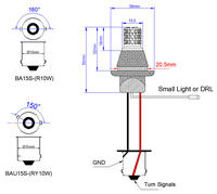 Ampoule LED Ba15s pour moto, kit Switchback R10w avec fil DRL externe, clignotant ambre et blanc pour mise à niveau BMW KTM