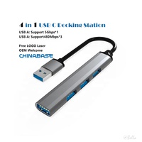 Répartiteur de concentrateur USB de type C vers adaptateur USB 4 ports 5V/3A pour ordinateur portable Chromebook MacBook et autres appareils USB de type C.