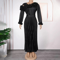 Robe de soirée plissée élégante en mousseline de soie, style européen et américain, à manches longues, taille empire, écologique, grande taille pour femme