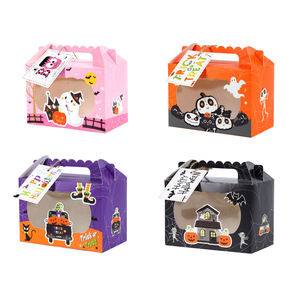 Scatole Regalo Personalizzate per Feste di Halloween in Carta Kraft, Scatole per Dolci e Caramelle con Finestra Trasparente - Product Image 1