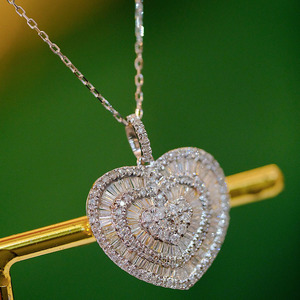 Xinfly สร้อยคอทองคำบริสุทธิ์18K พร้อมจี้เพชรธรรมชาติ1CT รูปหัวใจสีพีชสวยงามทันสมัย - Product Image 6