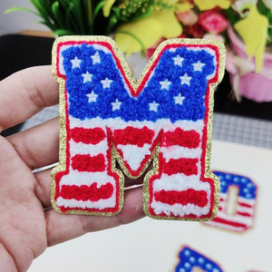 Livraison rapide USA Drapeau 8cm Chenille Lettre Patches Fer sur Lettres Patches - Product Image 3
