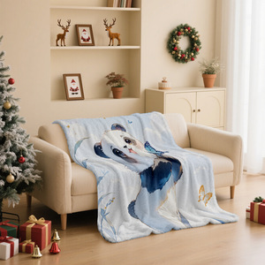 Couverture en peluche Raschel à imprimé panda mignon, style pastoral rectangulaire, anti-boulochage, lavable en machine, pour usage domestique, toutes saisons - Product Image 3