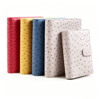 Carnet à spirales en cuir PU texture autruche, série de couleurs macaron A5 A6, journal économique avec poche zippée, journal à feuilles mobiles