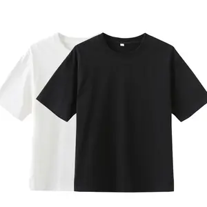 Boxy ET-004 Streetwear Tee Fit T Shirt boş kalın kumaş tarzı siyah % 100% pamuk 300 GSM Unisex erkekler Jersey Hip Hop 2 adet