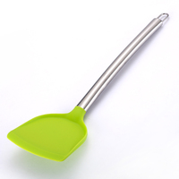 Spatules de cuisine multicolores écologiques en silicone antiadhésives résistantes à la chaleur avec manche en acier inoxydable, ustensile flexible