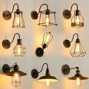 Applique murale rétro industrielle de style américain Lampe murale pour couloir intérieur Lampe murale en métal Vintage E27 Applique murale de chevet - Product Image 1