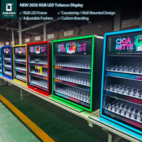 Étagères à cigarettes en fer durable de style européen pour magasin de tabac avec éclairage LED