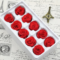 5-6cm Rouge Naturel Immortel Roses Fête Des Mères DIY Cadeau Fleurs Éternelles Matériel Boîte-Cadeau Préservé Tête De Rose