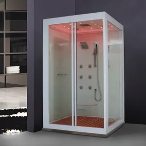 Badezimmer Luxus dusche rechteckige Form Temper glas Dampf duschraum weiß Schiebe typ mit Sitzen