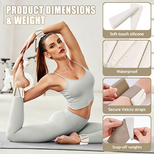 En gros, poids de cheville carrés de 2 lb à velcro, de la même couleur, pour la course, le yoga et le fitness, et bracelet en silicone huilé pour les mains - Product Image 4
